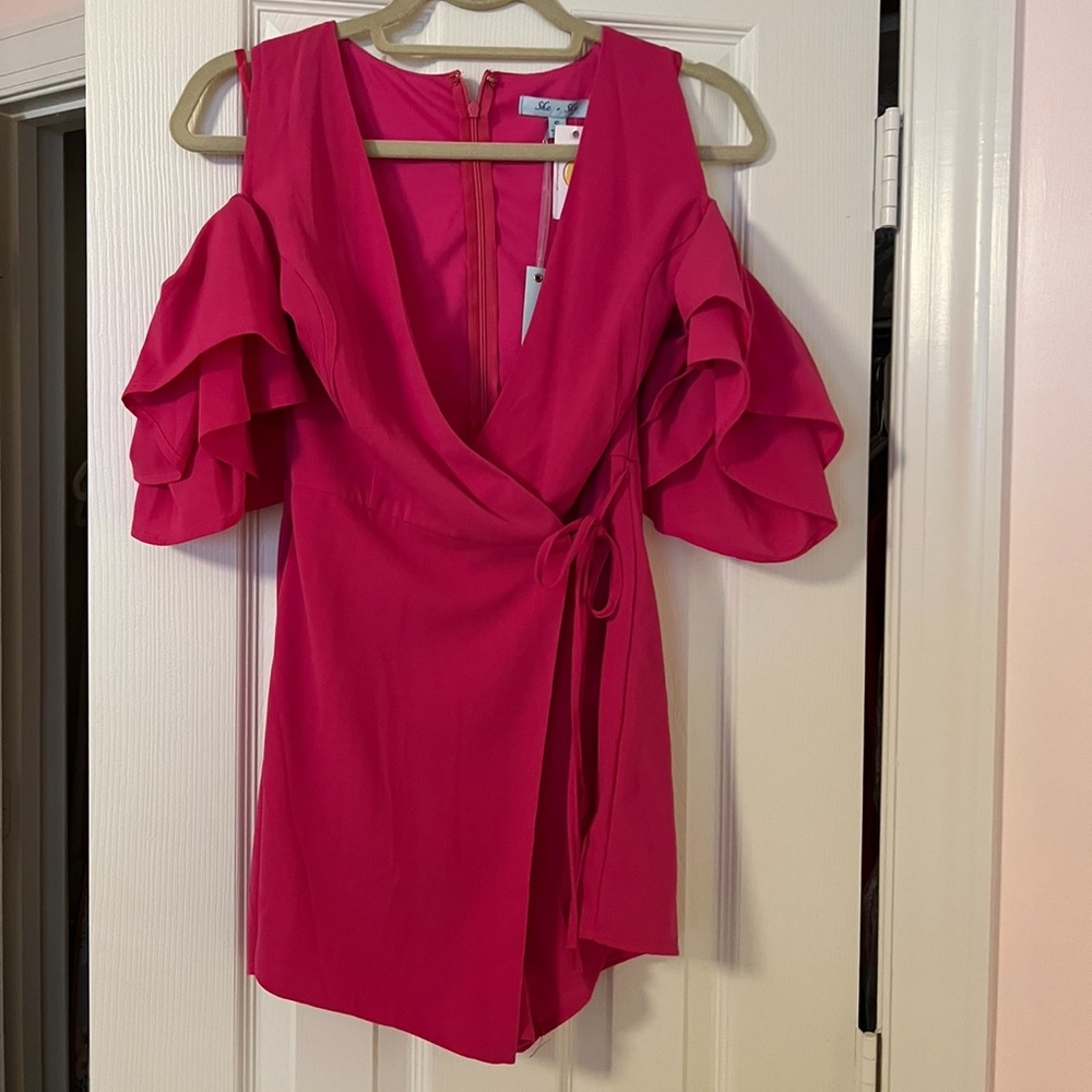 She + Sky Fuschia Romper NWT